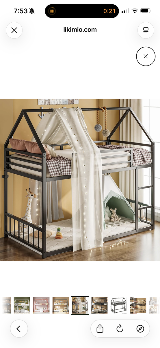 Twin bunk bed with canopy top
