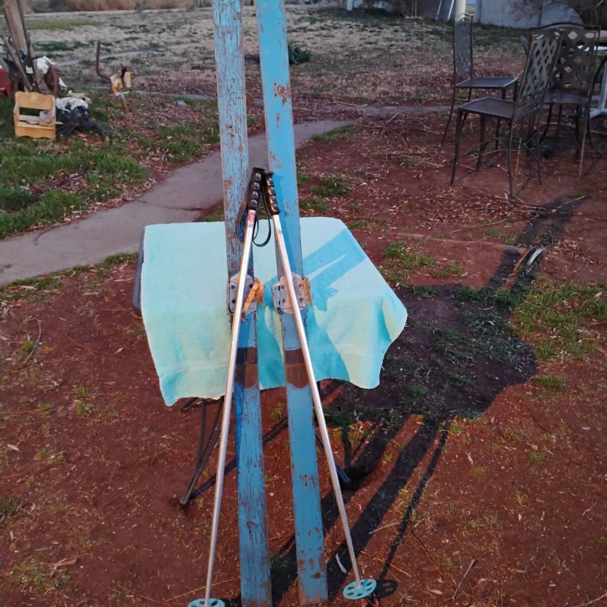 Antique/Vintage Ski's With Poles, Decor Blue