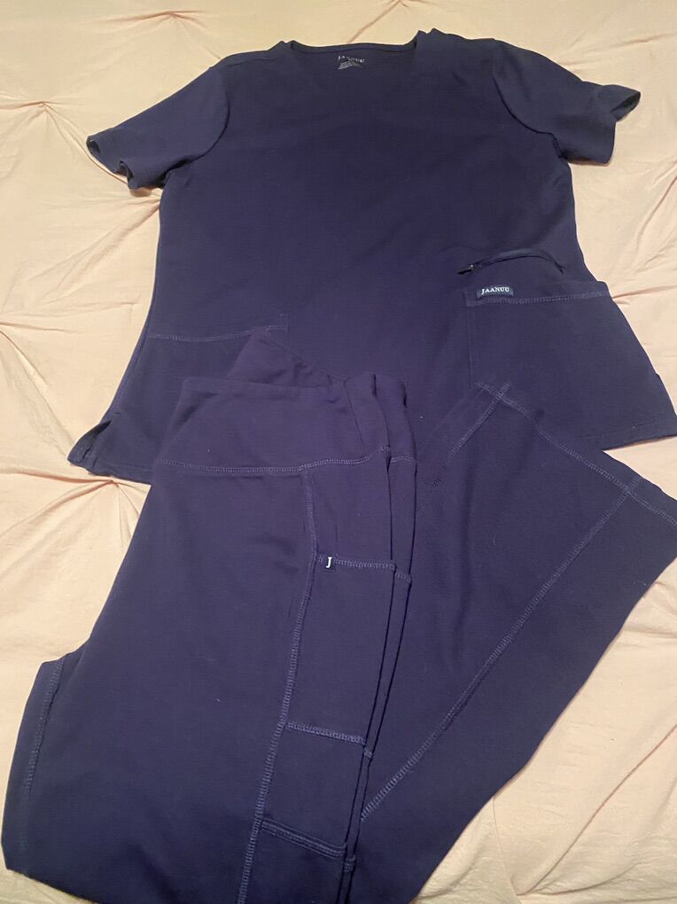 Jaanuu Navy Scrub Top (XL) & Bottoms (L) -stretch