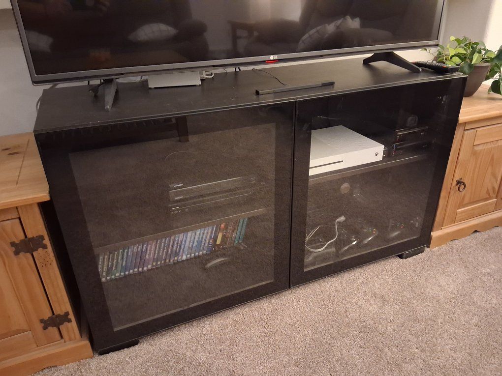 Black wooden tv stand/entertainment center