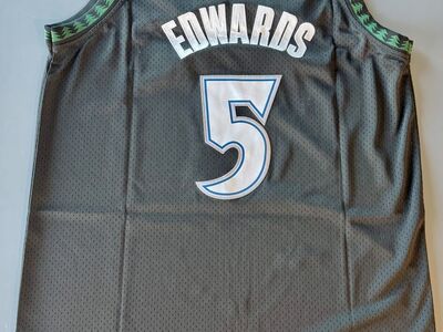 Anthony Edwards Black Jersey #5 (NEW) Minnesota Timberwolves (Adult Large & Medium)