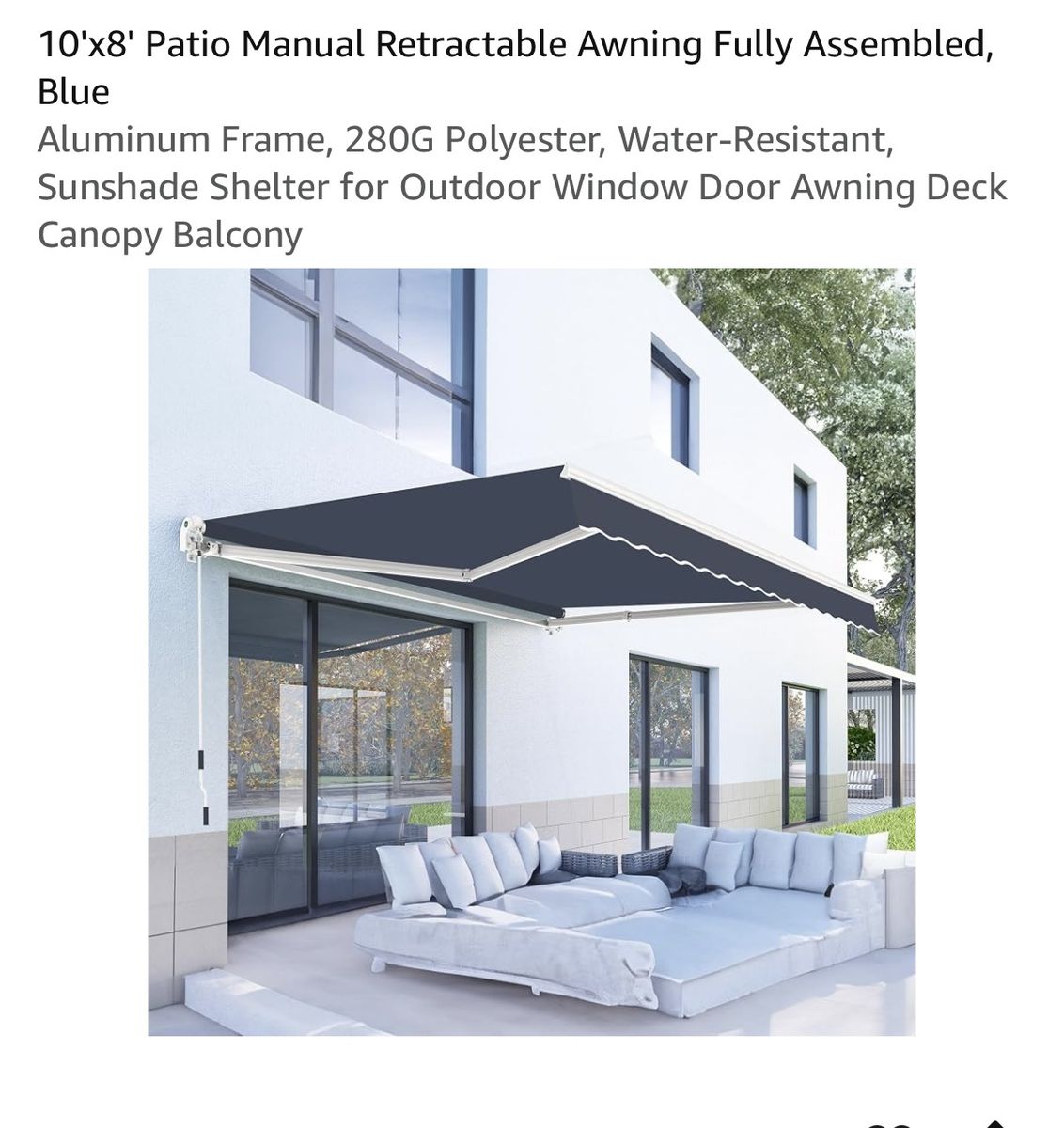 Paramondo 9.8'x8.2' Retractable Patio Awning Blue Manual/Remote