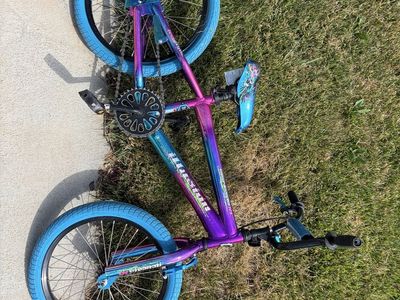 Illusion 18" Kids BMX Bike with Blue Tires, Teal and Purple Fade Frame