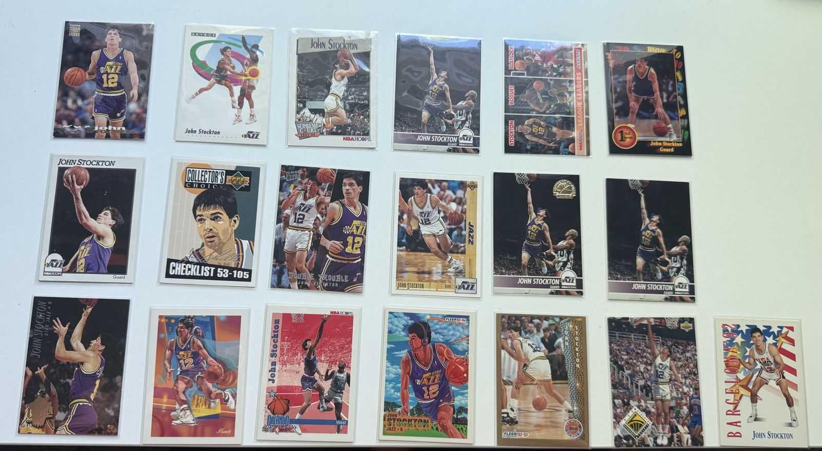 John Stockton Basketball Card Lot - 19 Cards