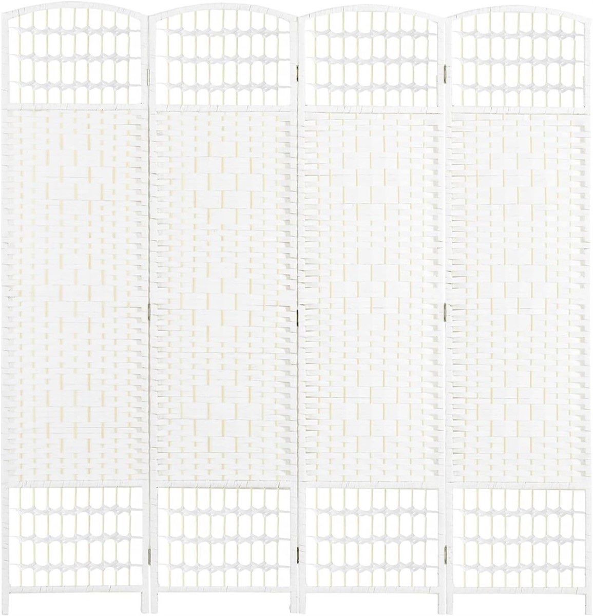 HOMCOM 4 Panel Room Divider, Wave Fiber, White