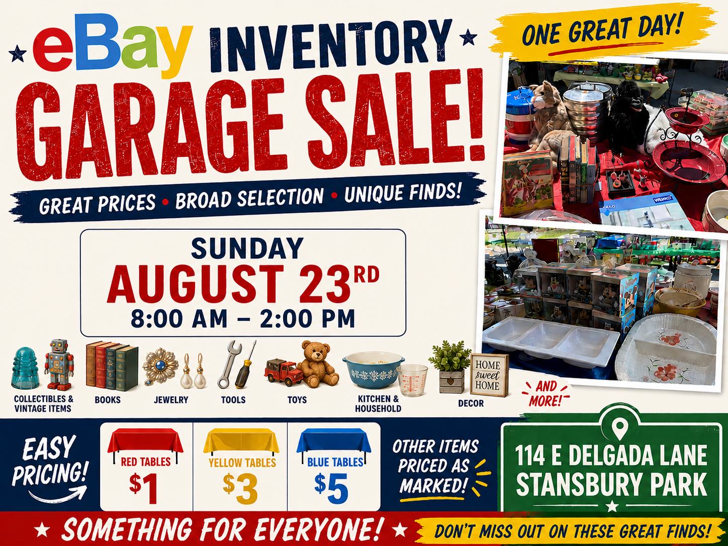 eBay Inventory Garage Sale – New & Updated Items for Sale! ~ SUN 8:00 to 2:00 | Stansbury Park (Tooele)