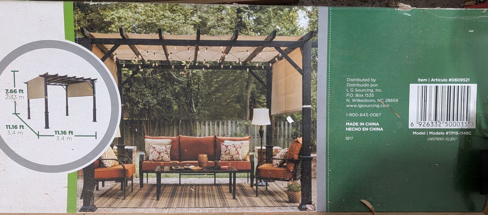 Garden Treasures Matte Black Powder Metal Freestanding Pergola with Canopy