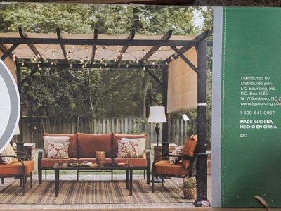 Garden Treasures Matte Black Powder Metal Freestanding Pergola with Canopy