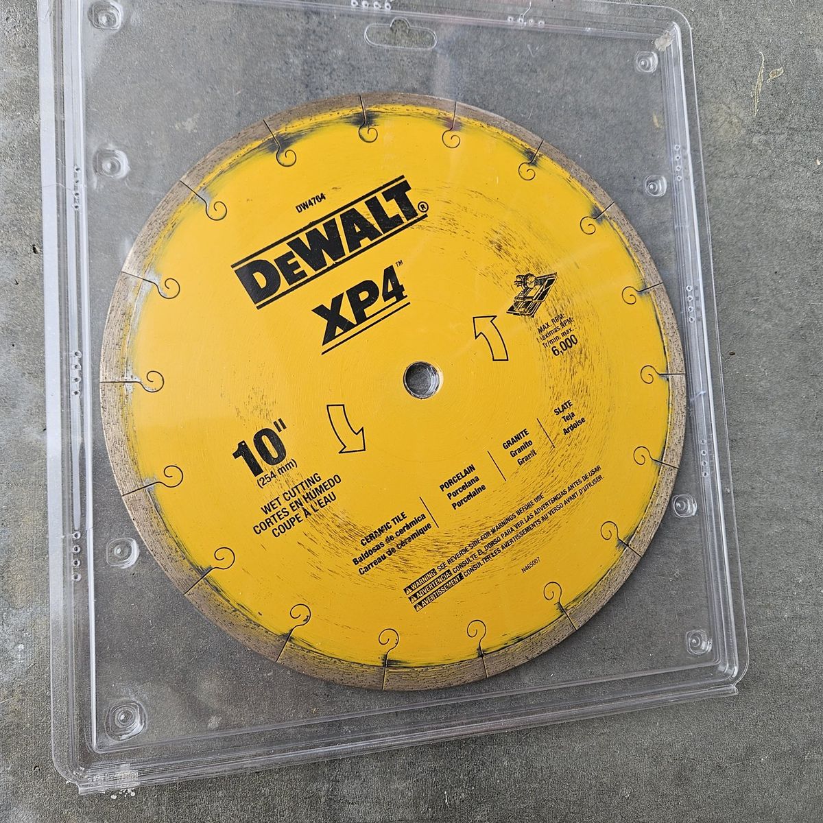 dewalt xp4 dw4764 wet cutting tile 10" blade