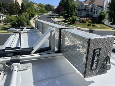 Ranger Design "Max-Rack" : Double Drop Down Ladder Rack - With Lockable a Buyers Brand Aluminum Conduit Carrier