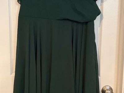 Dark Green V-Neck Flutter Sleeve Maxi Dress Formal Gown 2XL