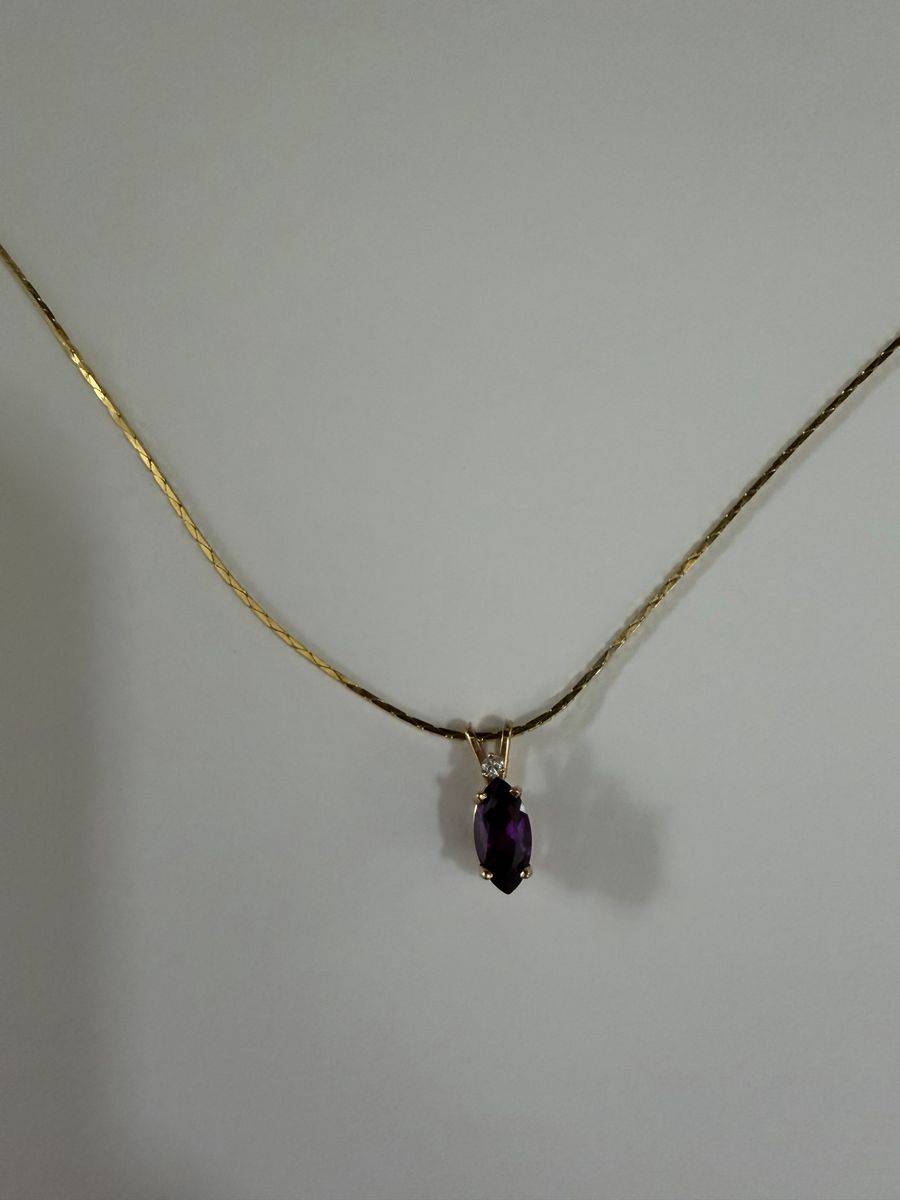 14 K Yellow Gold Marquise Amethyst Pendant.