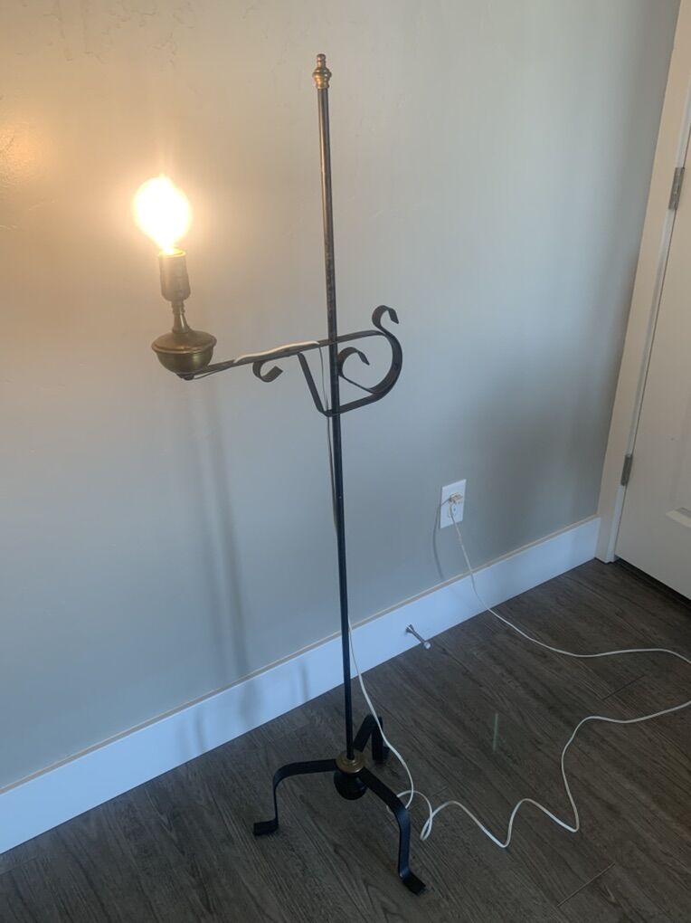 Vintage Wrought Iron Floor Lamp Primitive 54.5