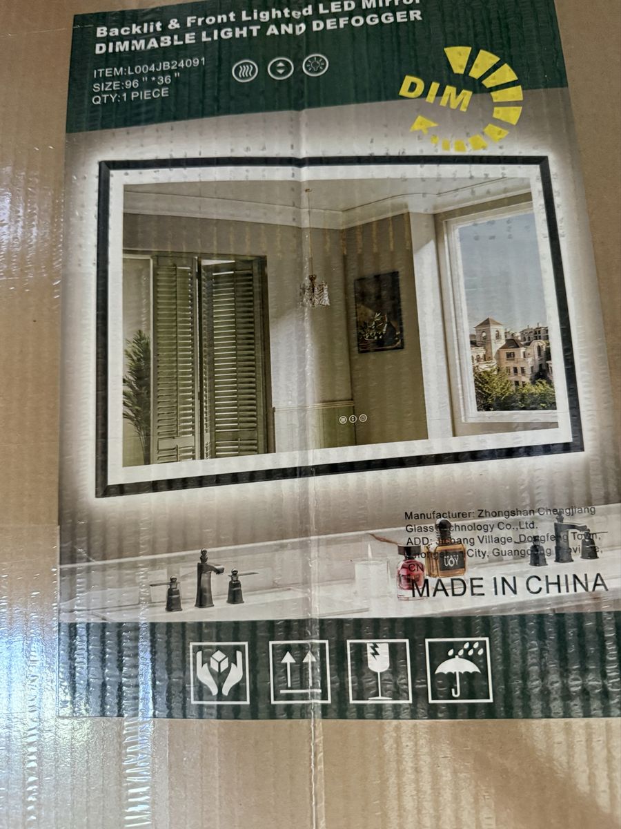 Brand New 96" x 36" LED Bathroom Vanity Mirror- Black Framed