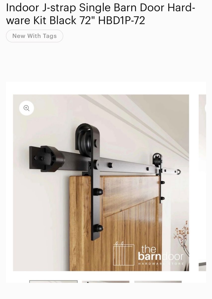 Indoor J-strap Single Barn Door Hardware Kit Black 72" HBD1P-72