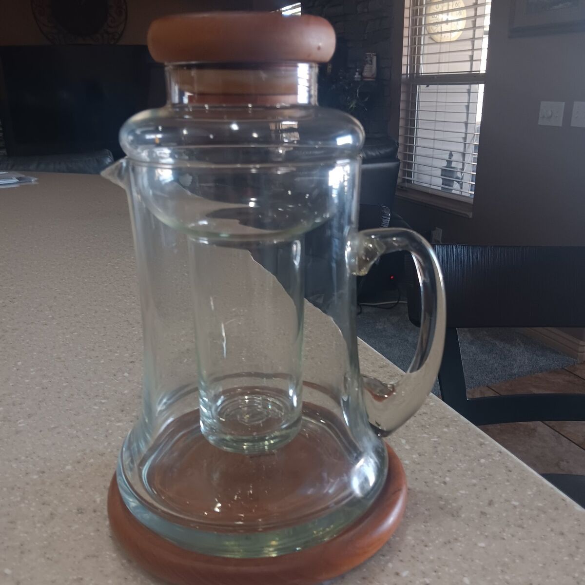 Vintage Clear Glass Pitcure W/ Cooling Insert