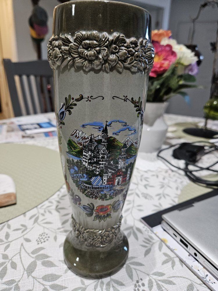 Vintage German Ceramic Beer Stein / Vase Schloss Neuschwanstein