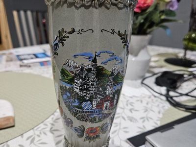 Vintage German Ceramic Beer Stein / Vase Schloss Neuschwanstein