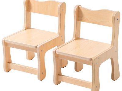 ROBUD Wooden Toddler Chairs Set of 2 Natural Wood Finish