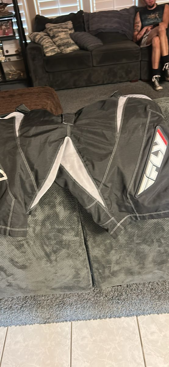 Fly Racing Motocross Riding Pants - Dark Gray / White