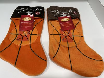 Holiday Living Lighted Musical Basketball Christmas Stockings 2 available