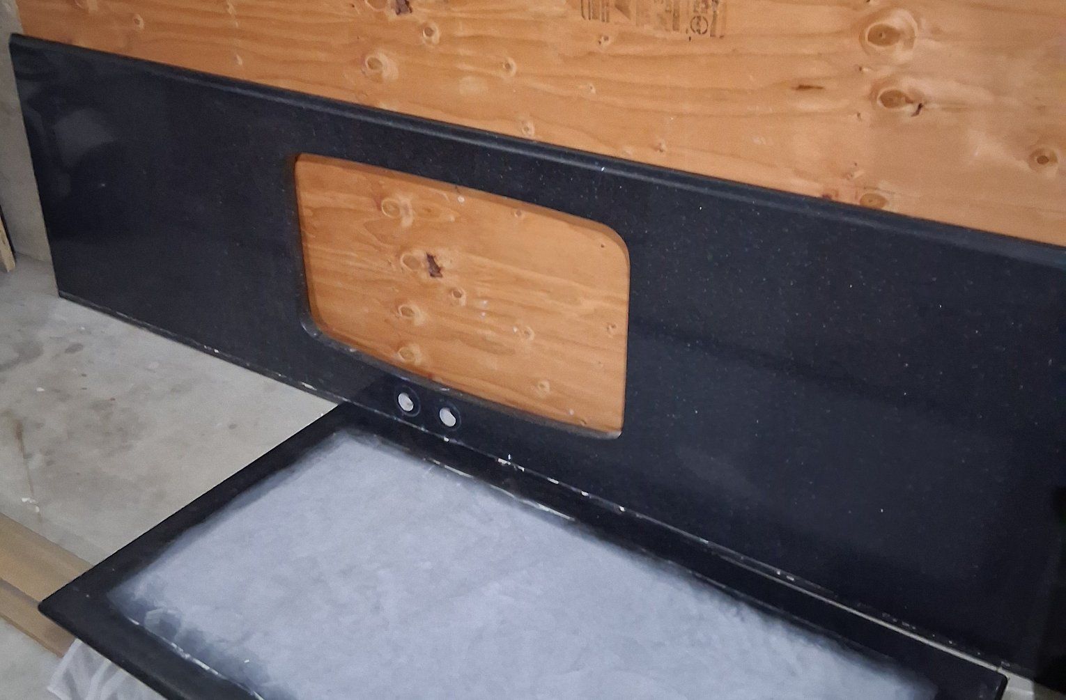 Black Quartz Kitchen Countertop with Sink Cutout - 95"X 26"