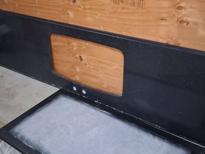 Black Quartz Kitchen Countertop with Sink Cutout - 95"X 26"