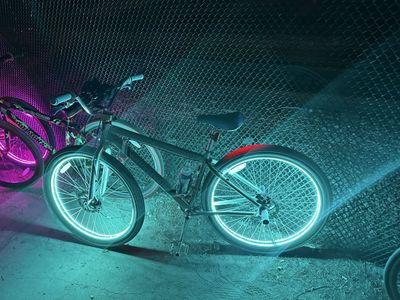 SE Bikes Big Flyer 29" Wheelie Bike - Gray/Blue, LED Lights Included