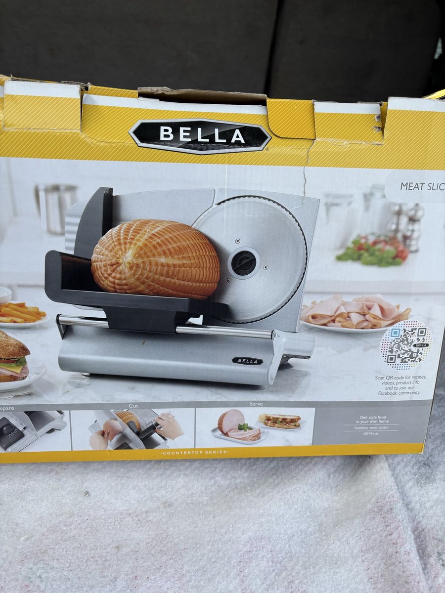 BELLA Countertop Series Electric Meat Slicer - Deli Style Food Prep - New
