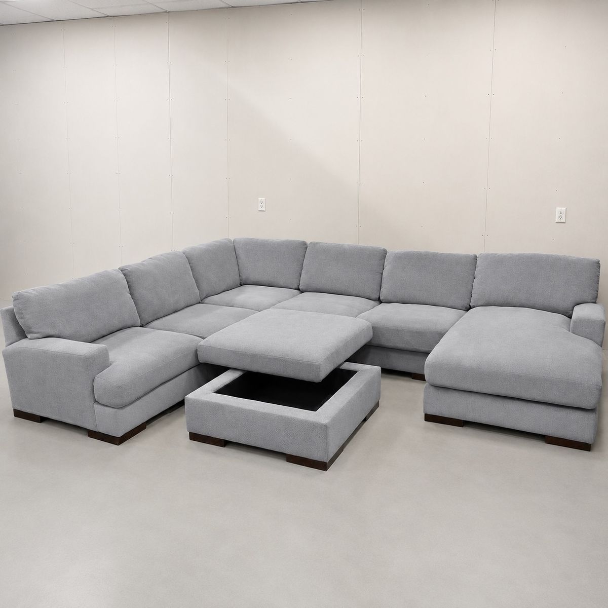 Large Gray Sectional Couch w/ Storage Ottoman - Delivery Available