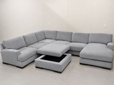 Large Gray Sectional Couch w/ Storage Ottoman - Delivery Available