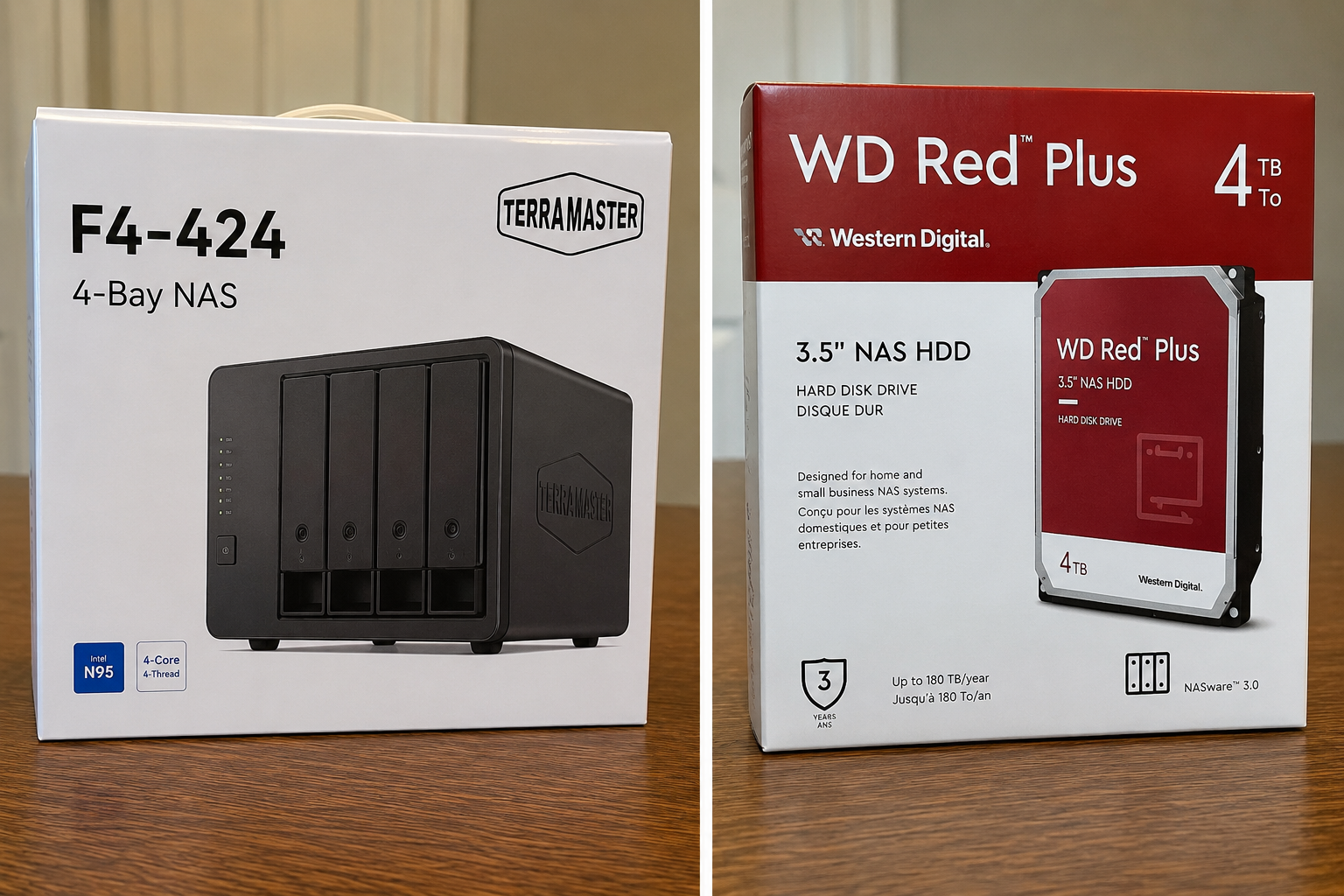 NEW TerraMaster F4-424 NAS + 3x WD Red Plus 4TB Drives