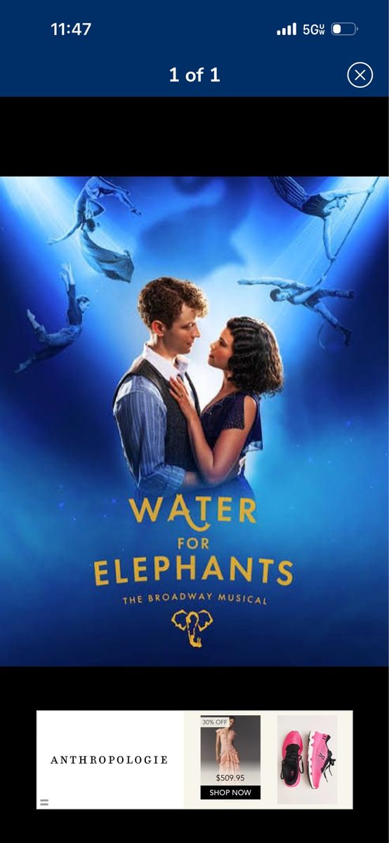 Water for Elephants The Broadway Musical Ticket