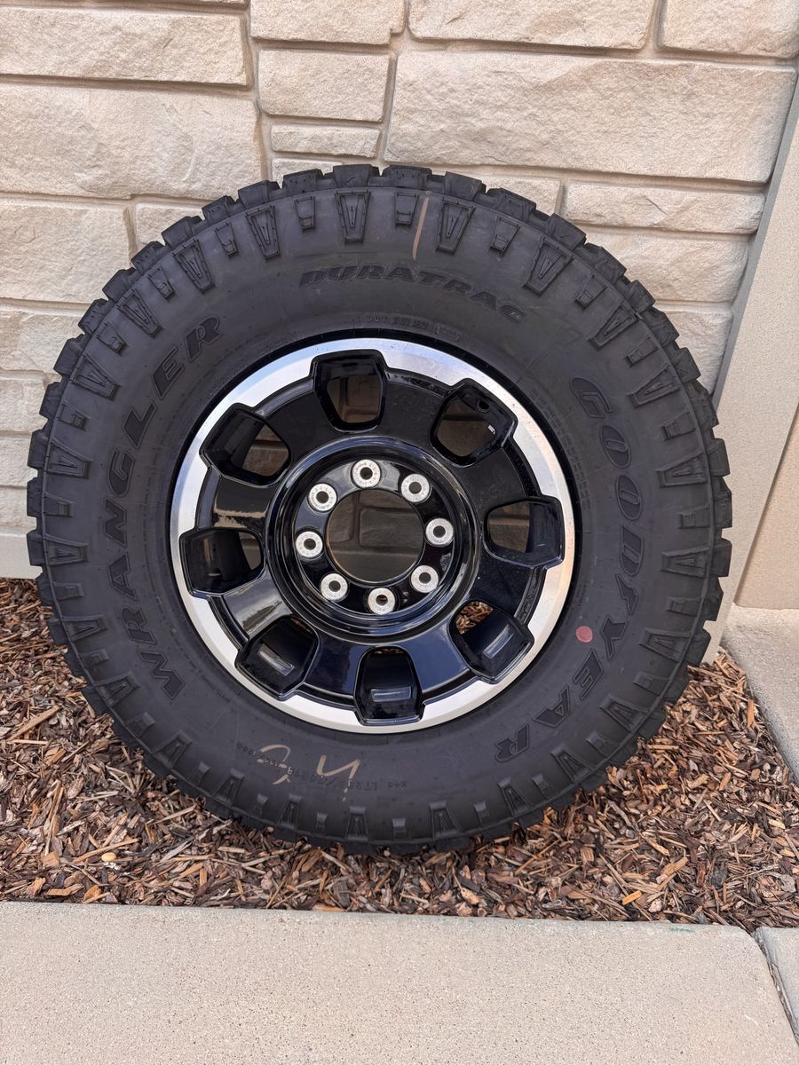 35” Goodyear Wrangler Duratrac Tire & Wheel - All-Terrain, Black Rim, Used