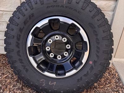 35” Goodyear Wrangler Duratrac Tire & Wheel - All-Terrain, Black Rim, Used