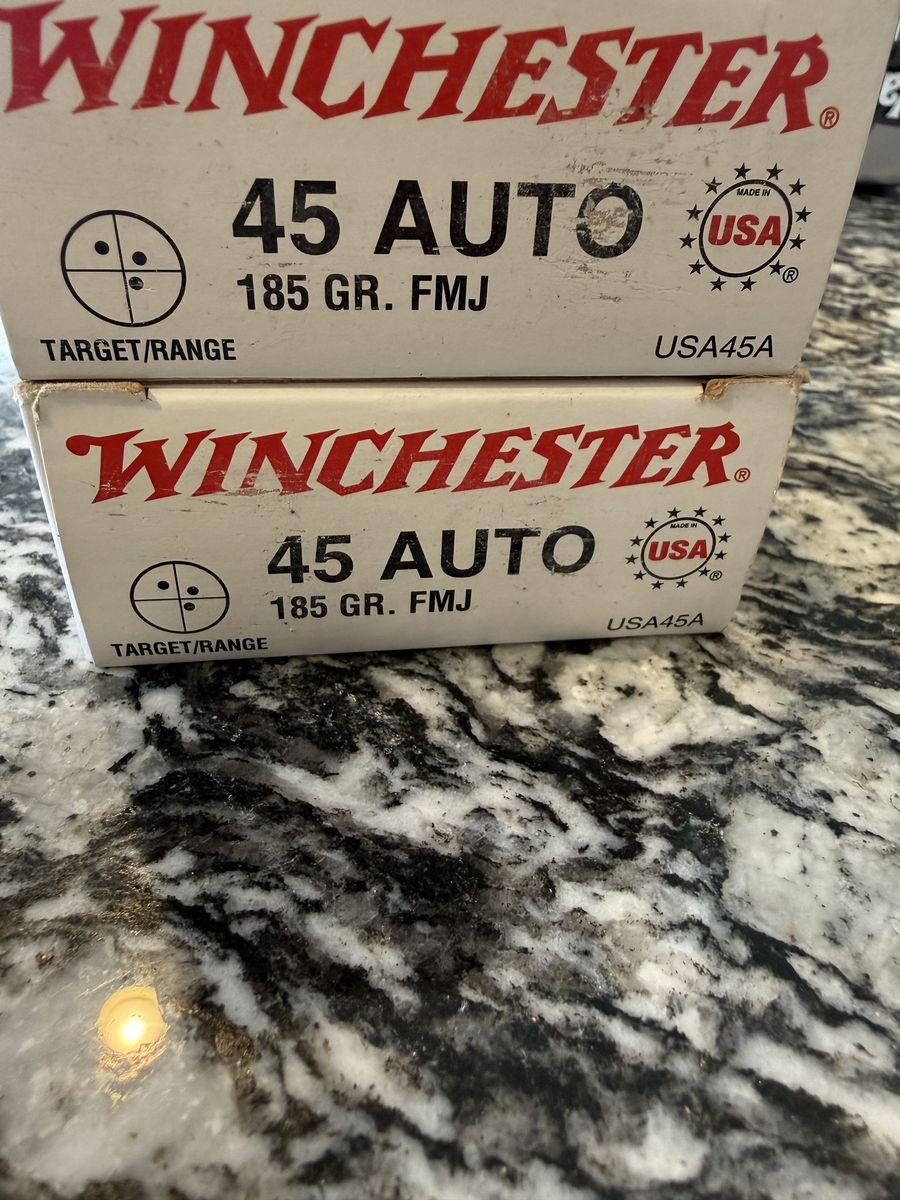 Winchester 45 AUTO 185 GR. FMJ 100 Rounds $35.00