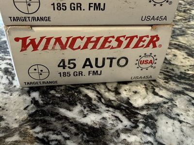 Winchester 45 AUTO 185 GR. FMJ 100 Rounds $35.00