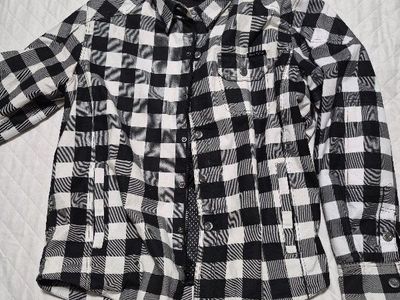 Street & Steel Black and White Checkered Riding Shirt Jacket with Armor XL