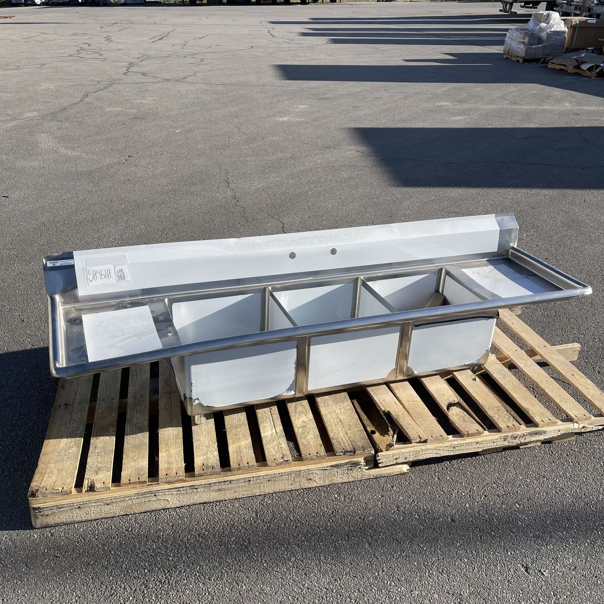 STEELTON Commercial 3 Compartment Sink 90” 18-gauge Stainless Steel 522CS31818LR