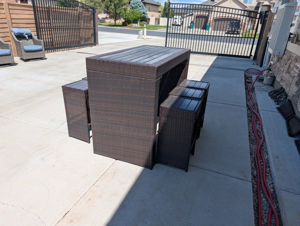 6-Person Wicker Bar Height Dining Set