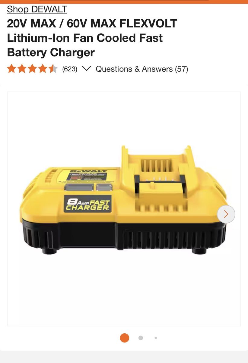 8 AMP DEWALT 20V MAX/60V MAX FLEXVOLT Lithium-Ion Fan Cooled Fast Battery Charger