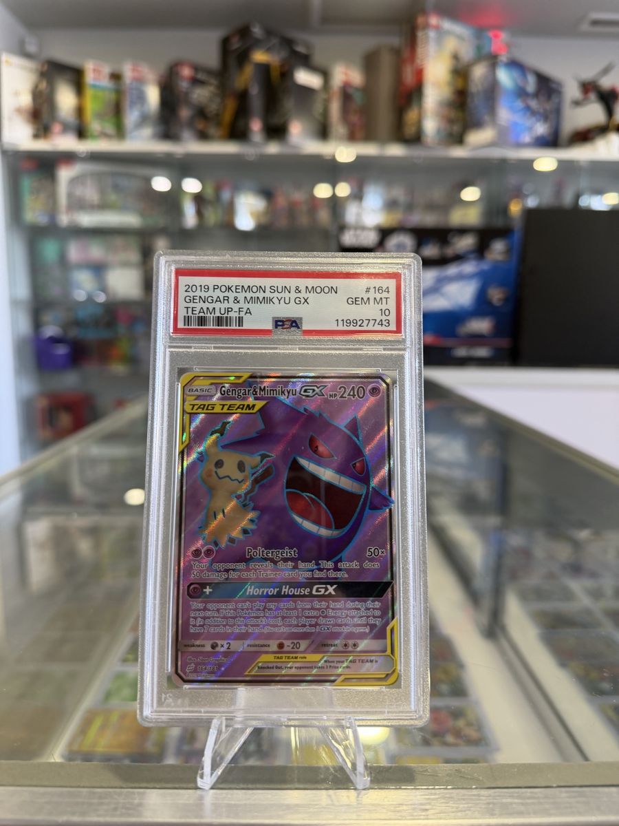 Gengar & Mimikyu GX 164/181 PSA 10 Pokemon Sun & Moon Team Up Full Art Holo Rare