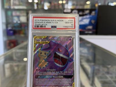 Gengar & Mimikyu GX 164/181 PSA 10 Pokemon Sun & Moon Team Up Full Art Holo Rare
