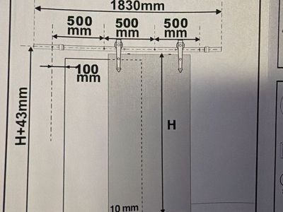 Black Sliding Barn Door Hardware Kit 6ft Arrow Design New in Box