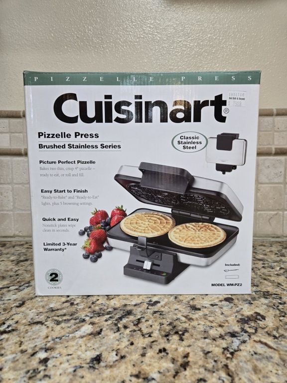 Cuisinart WM-PZ2 Pizzelle Press Brushed Stainless Series, Classic Stainless Steel