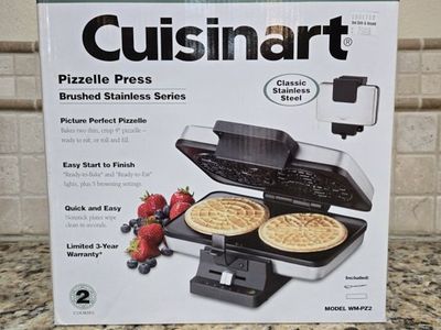 Cuisinart WM-PZ2 Pizzelle Press Brushed Stainless Series, Classic Stainless Steel