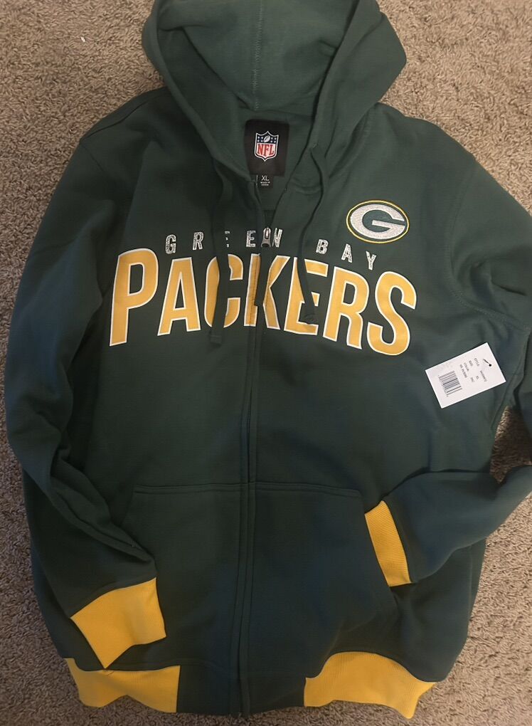 Mens XL Green Bay Packers Full Zip Hoodie