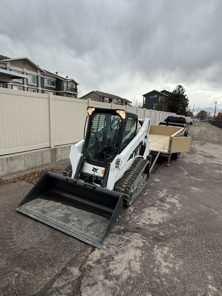 Bobcat T595 Dump Trailer Combo for Rent - Track Skid Steer Combo for Material Hauling and Moving