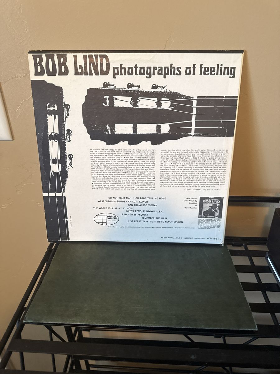 Bob Lind - Photographs of Feeling Vinyl LP Album
