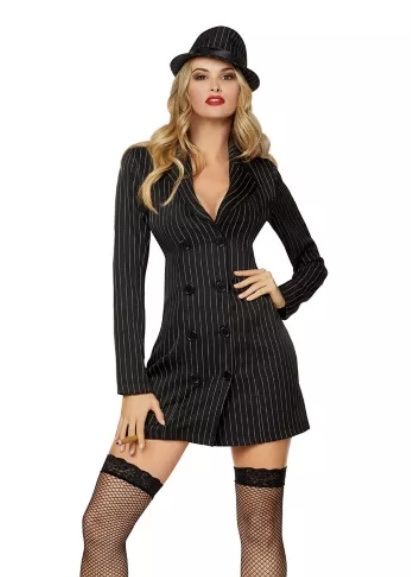 Adult Gangster Dress Jacket & Hat Halloween Costume 